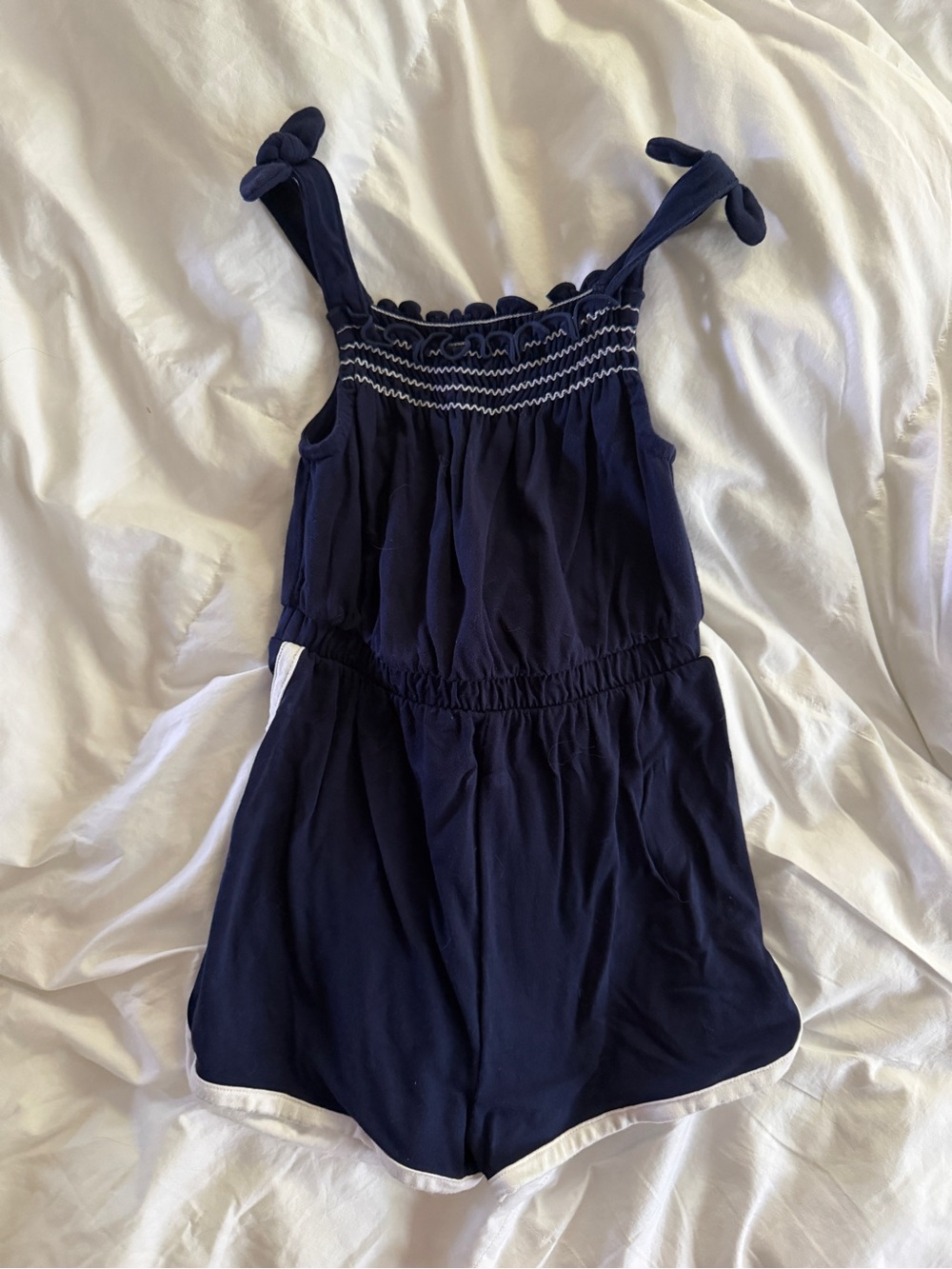 Little Sleepies Classic Navy Smocked Romper
